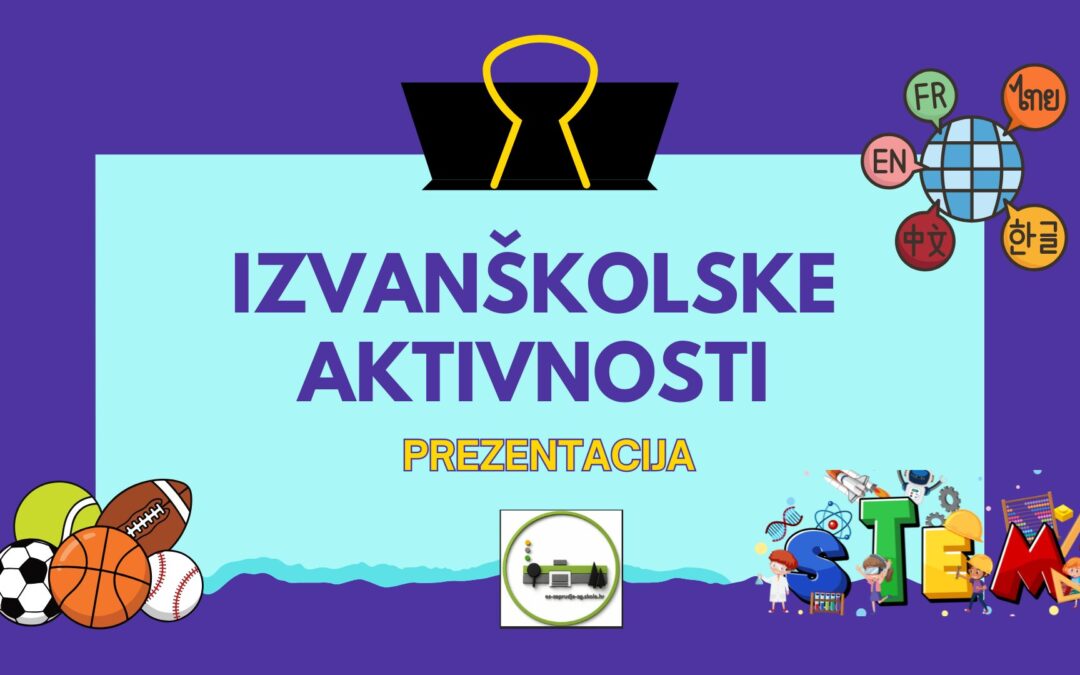 PREZENTACIJA IZVANŠKOLSKIH AKTIVNOSTI ZA UČENIKE,šk. god.  2026./27.